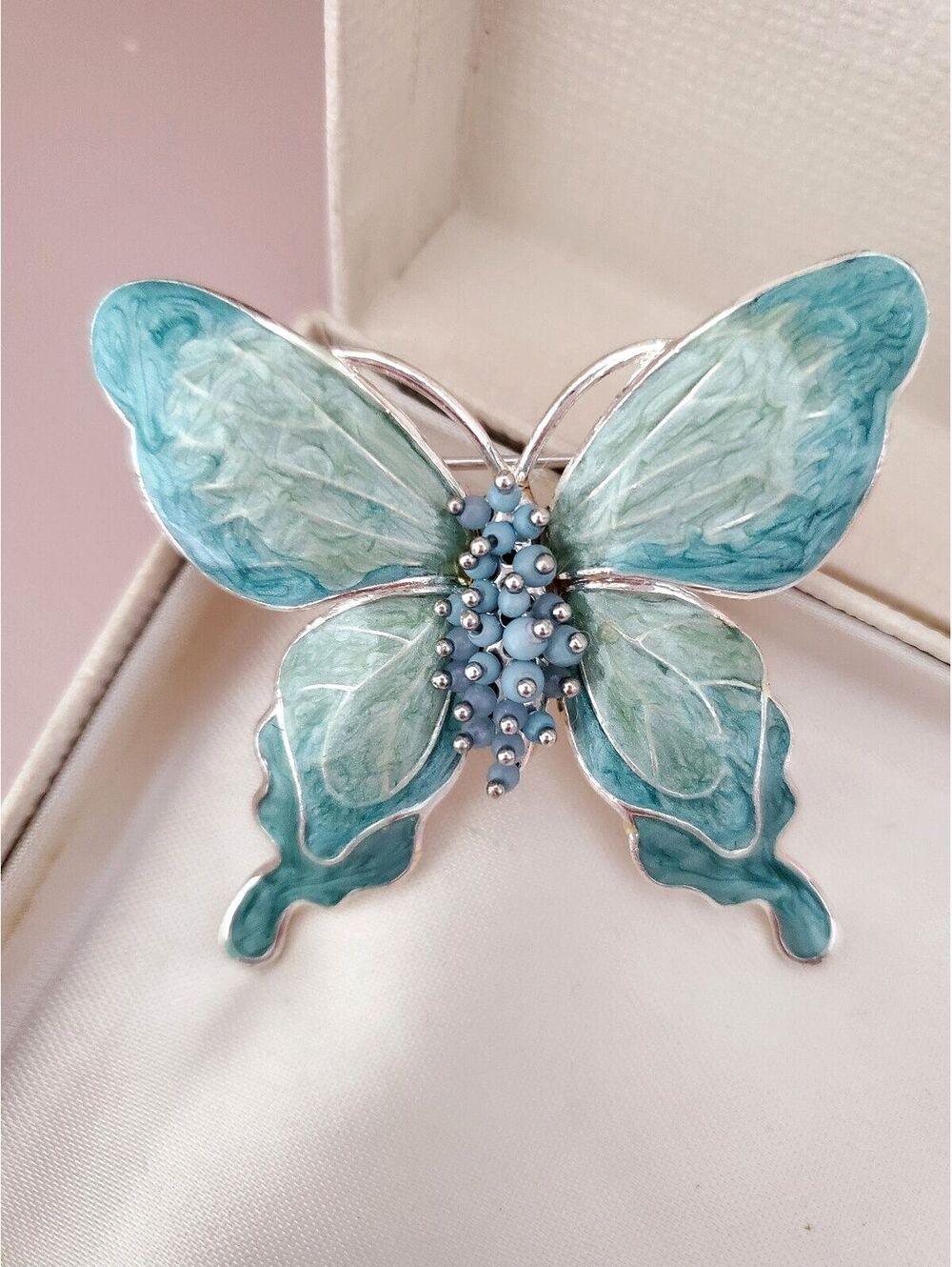 Vintage Light Blue Liz Claiborne Enamel Butterfly Brooch